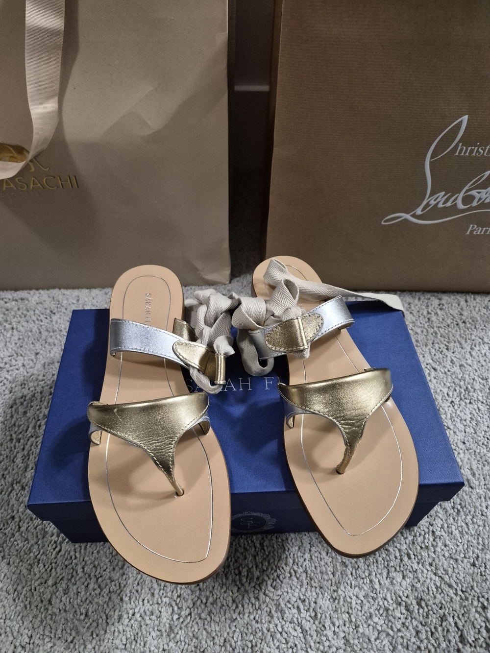 Sarah Flint grear Sandals In Gold And Silver Metallic